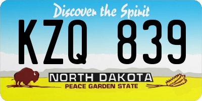 ND license plate KZQ839