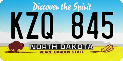 ND license plate KZQ845