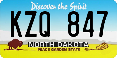 ND license plate KZQ847
