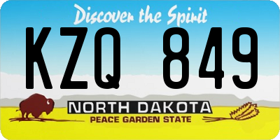 ND license plate KZQ849