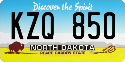 ND license plate KZQ850