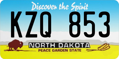 ND license plate KZQ853