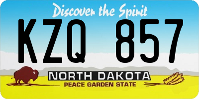 ND license plate KZQ857