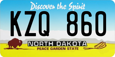 ND license plate KZQ860