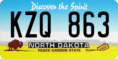 ND license plate KZQ863