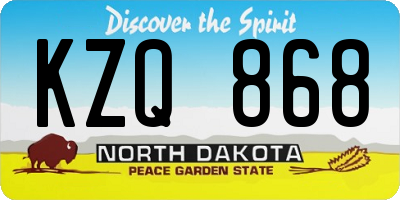 ND license plate KZQ868