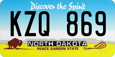 ND license plate KZQ869