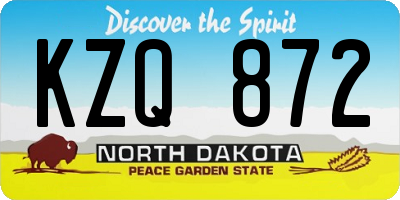 ND license plate KZQ872