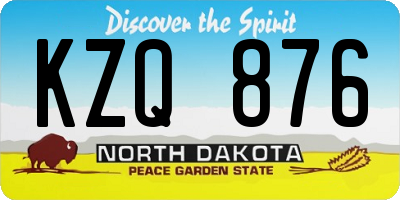 ND license plate KZQ876
