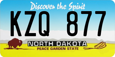 ND license plate KZQ877