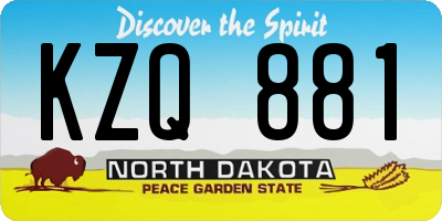 ND license plate KZQ881