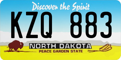 ND license plate KZQ883