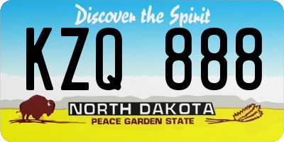 ND license plate KZQ888