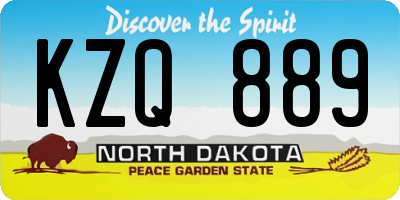 ND license plate KZQ889