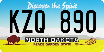 ND license plate KZQ890