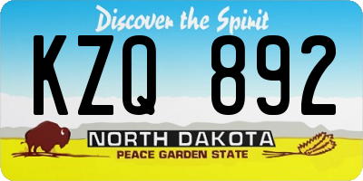 ND license plate KZQ892