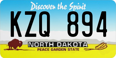 ND license plate KZQ894