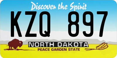 ND license plate KZQ897