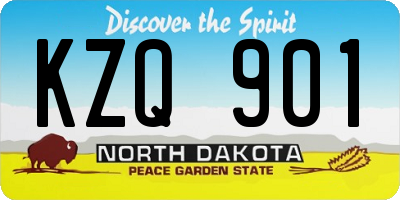 ND license plate KZQ901