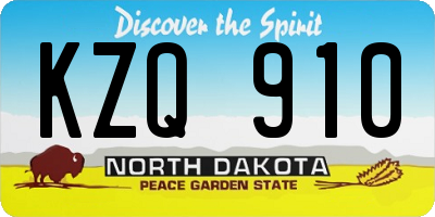 ND license plate KZQ910