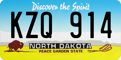 ND license plate KZQ914