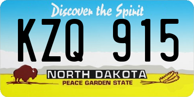 ND license plate KZQ915