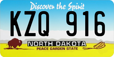 ND license plate KZQ916