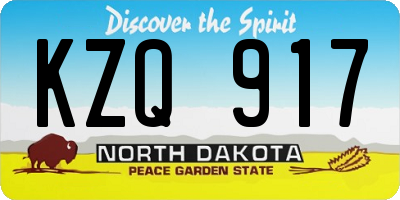 ND license plate KZQ917