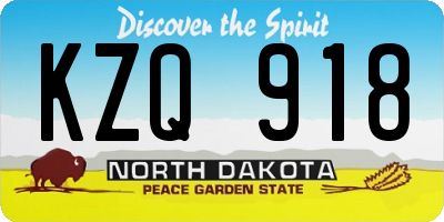 ND license plate KZQ918