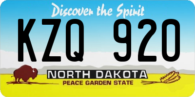 ND license plate KZQ920