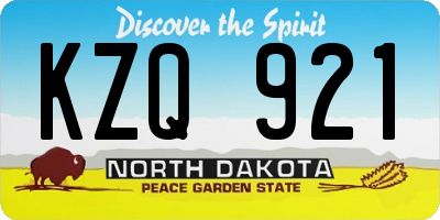 ND license plate KZQ921