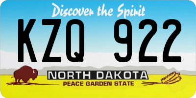 ND license plate KZQ922