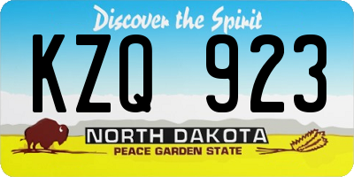 ND license plate KZQ923