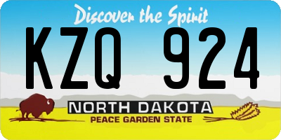 ND license plate KZQ924