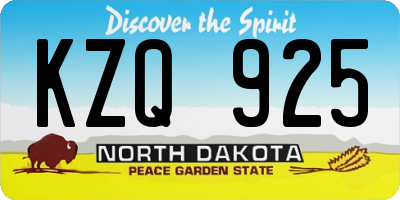 ND license plate KZQ925