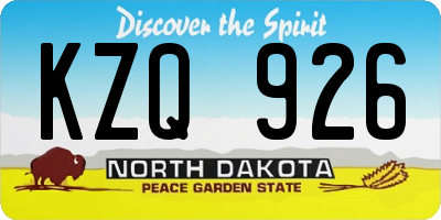 ND license plate KZQ926