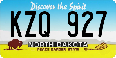 ND license plate KZQ927