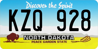 ND license plate KZQ928