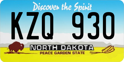 ND license plate KZQ930