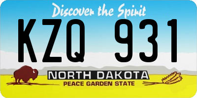 ND license plate KZQ931