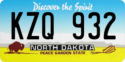 ND license plate KZQ932
