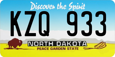 ND license plate KZQ933