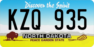 ND license plate KZQ935