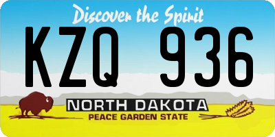 ND license plate KZQ936