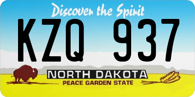 ND license plate KZQ937