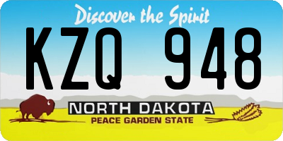 ND license plate KZQ948