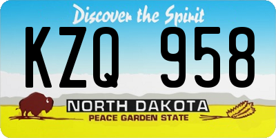ND license plate KZQ958