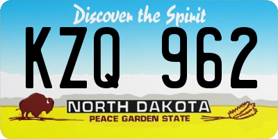 ND license plate KZQ962