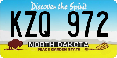 ND license plate KZQ972