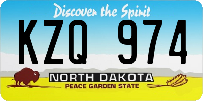 ND license plate KZQ974